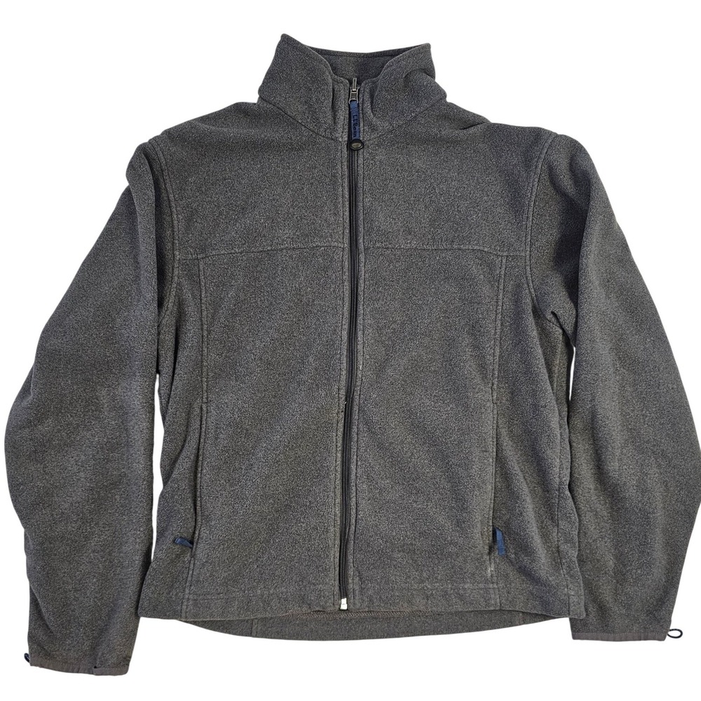 LL Bean Mens Full Zip Fleece Jacket Gray Small Regular Mock Neck OBCY9